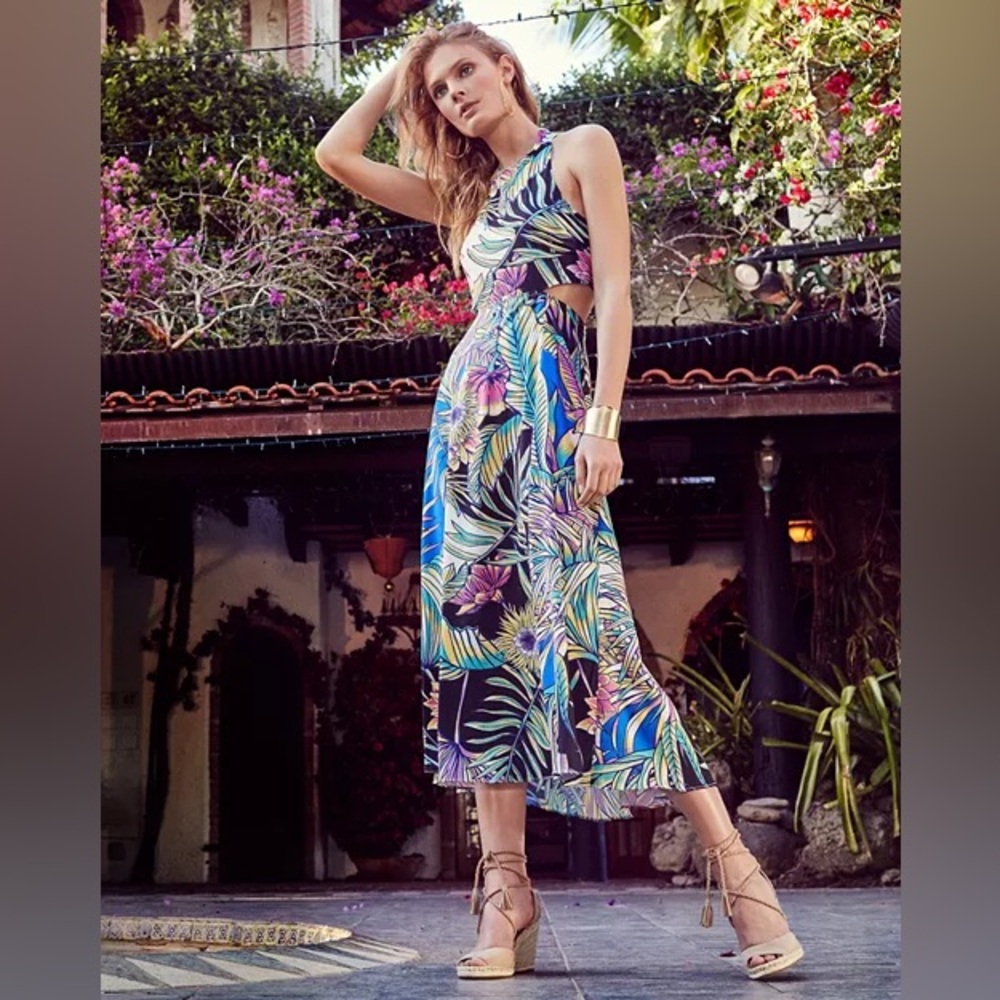 EUC Mara Hoffman Jungle Print Midi Dress Size 8